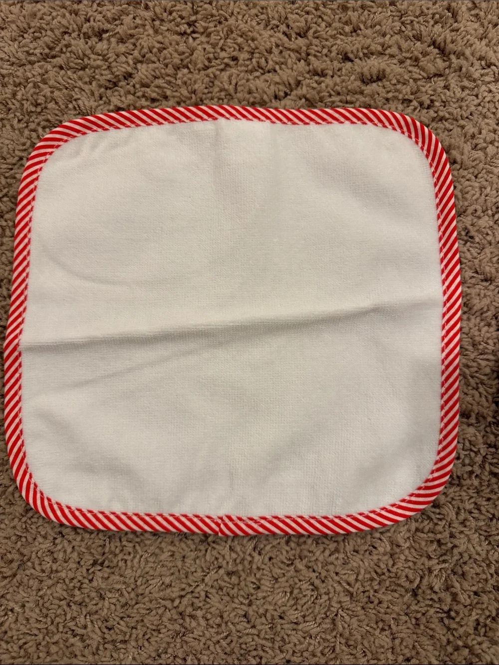 White Baby Bibs & Washcloth Set with Red and White striped trim